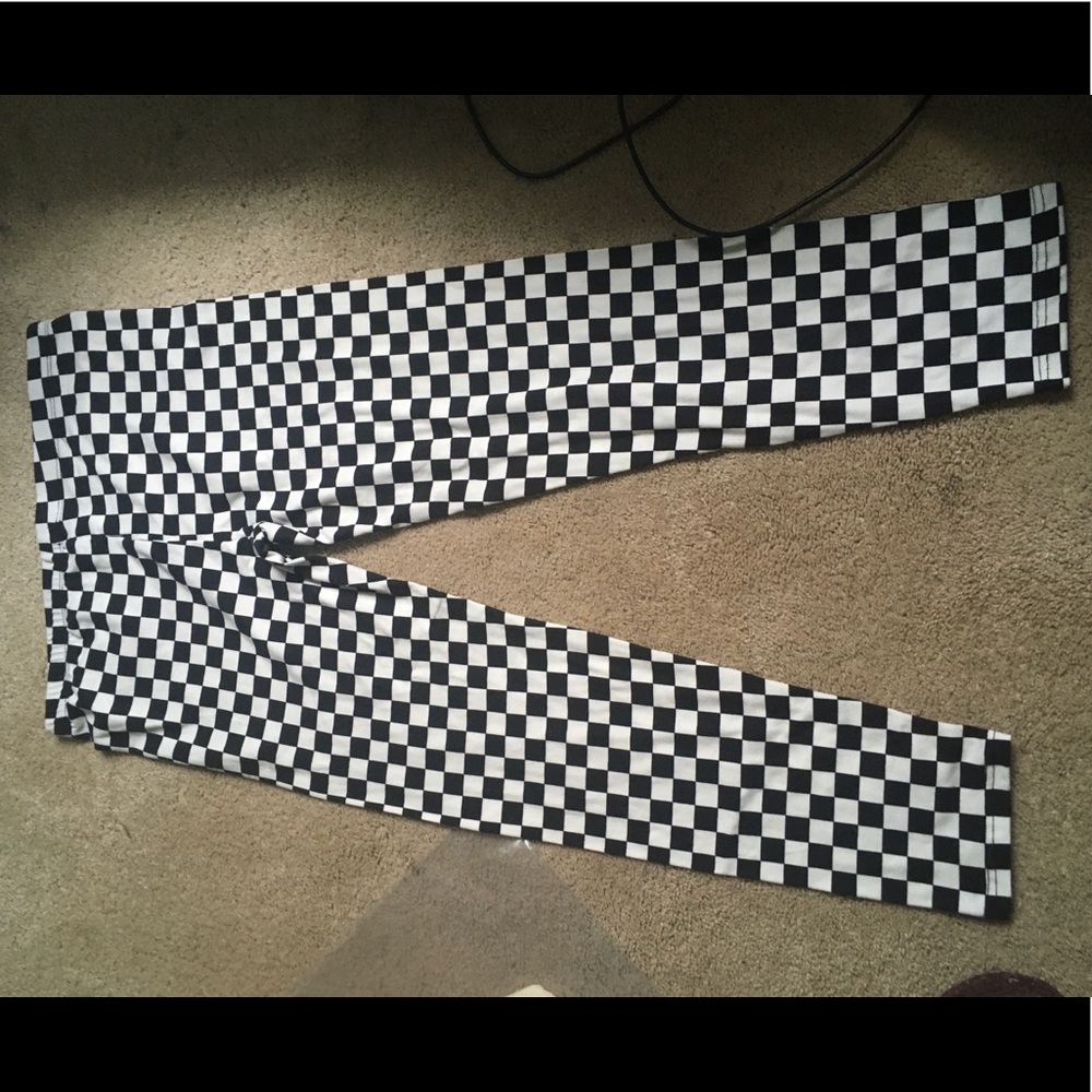 Forever 21 GIRLS black & white checkered leggings - Picture 1 of 3